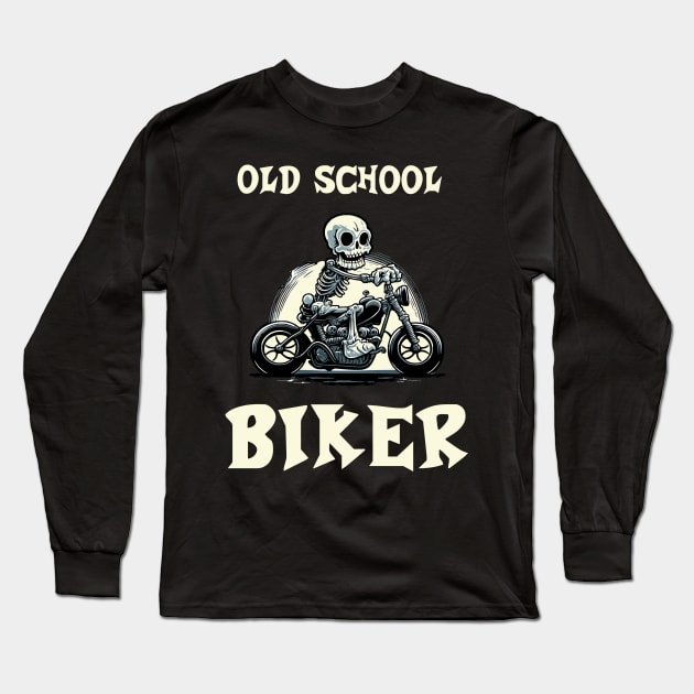 Old School Biker Long Sleeve T-Shirt by pxdg